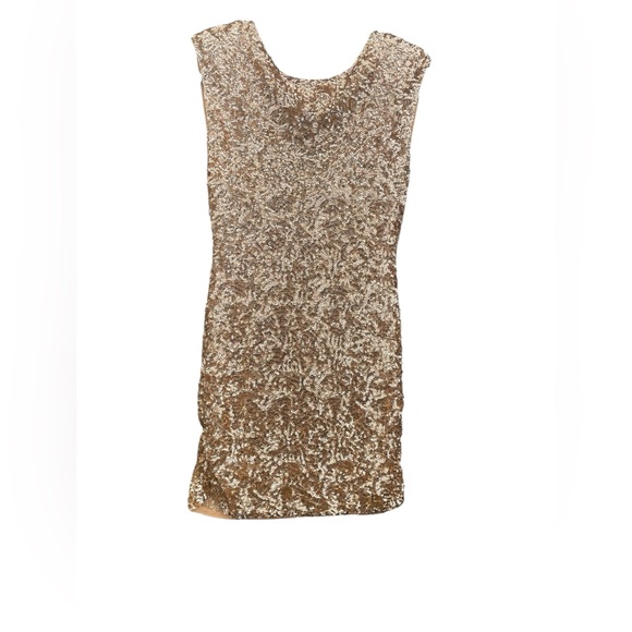 Alice + Olivia Dresses & Skirts - Alice + Olivia Metallic Gold Sequin Sleeveless Mini Dress Scoop Neck